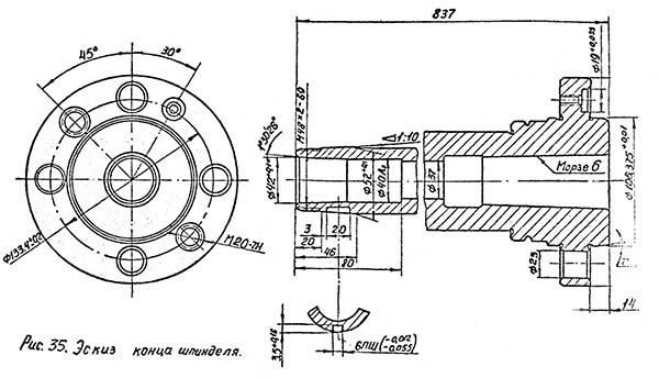 16С16А Токарно-гвинторізний верстат.  Посадочні та приєднувальні розміри